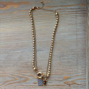 Gold Beaded Necklace with Charms